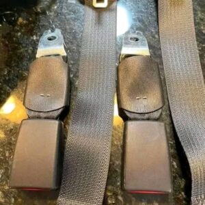 Full set of black seat belts front and rear.